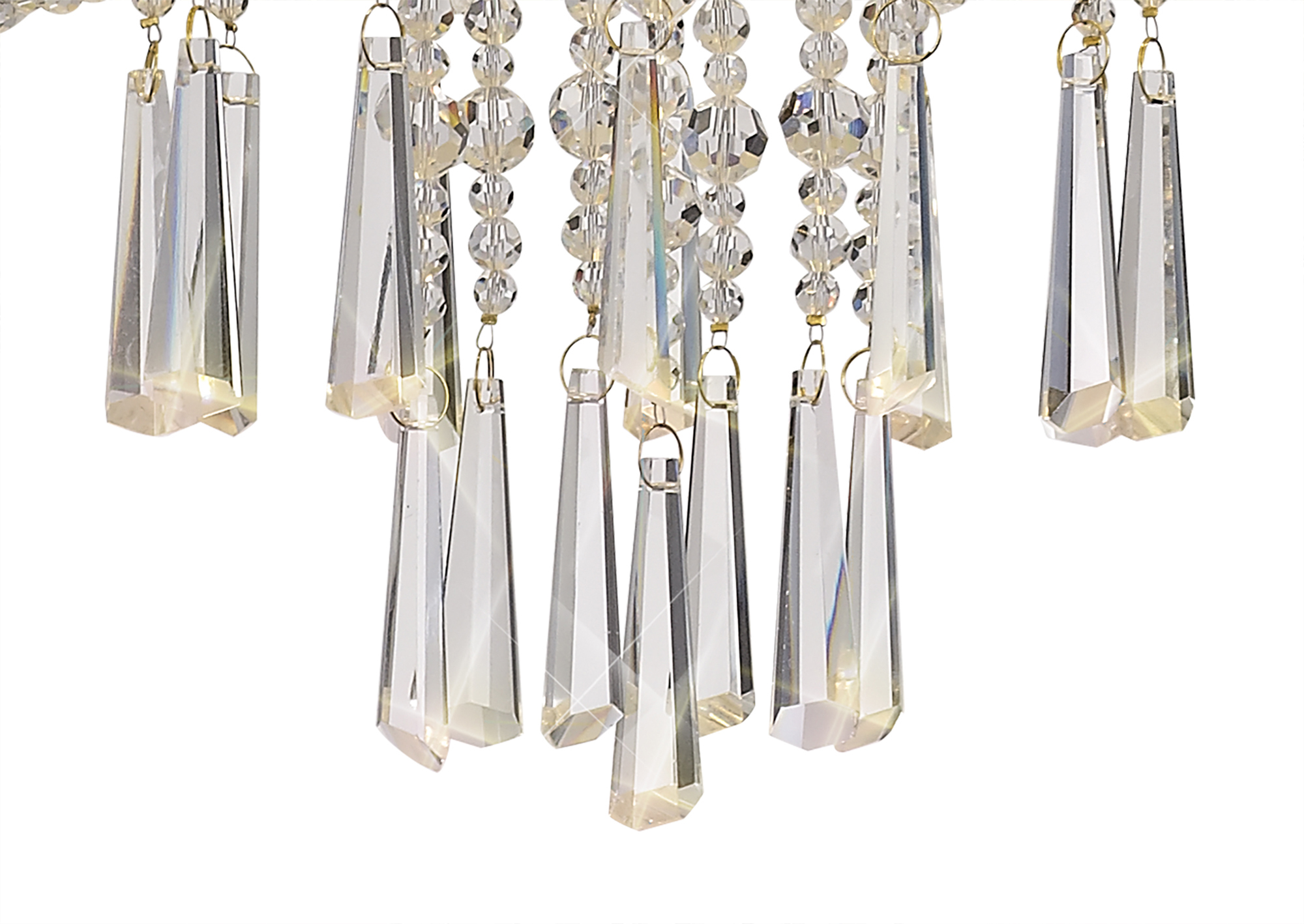 Freida French Gold-Ivory Cream Crystal Ceiling Lights Diyas Shaded Crystal Fittings